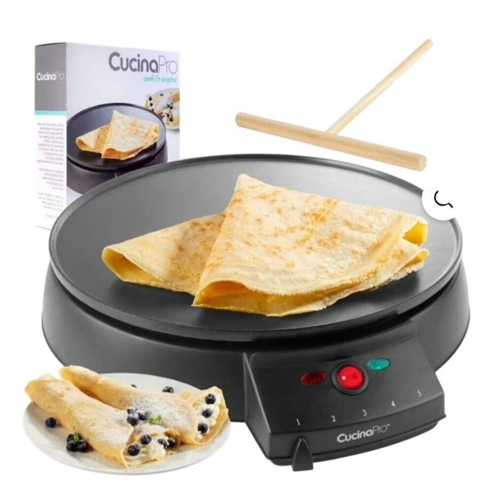 CucinaPro 12" Electric Griddle & Crepe Maker with Batter Spreader